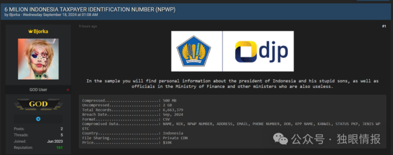 印尼政府被泄密 600 万个税务身份证、总统家属信息等安全114-安全在线-安全壹壹肆-网络安全黄页-网络安全百科网络安全百科-网络安全114-网络安全在线-网络安全黄页