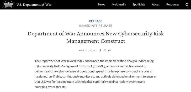 美国战争部全面升级网络防御:从静态防护到动态实战安全114-安全在线-安全壹壹肆-网络安全黄页-网络安全百科网络安全百科-网络安全114-网络安全在线-网络安全黄页